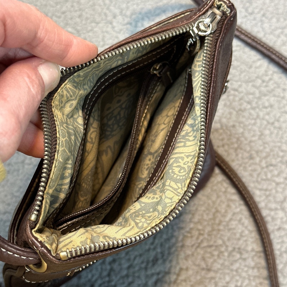 Tignanello Brown Pebbled Leather Crossbody Bag Small Messenger Purse - Picture 3 of 12